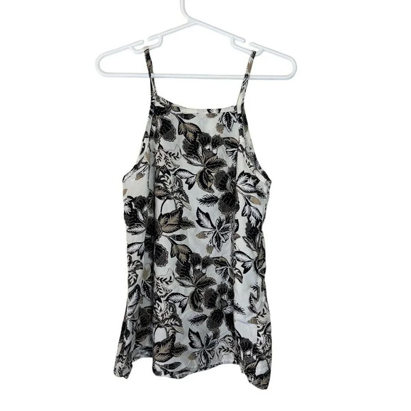Old Navy Floral Neutral Color Blouse Medium Square Neck Spaghetti Straps Thin - Picture 1 of 4